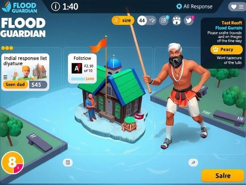 Flood Guardian gameplay screenshot showing city management interface